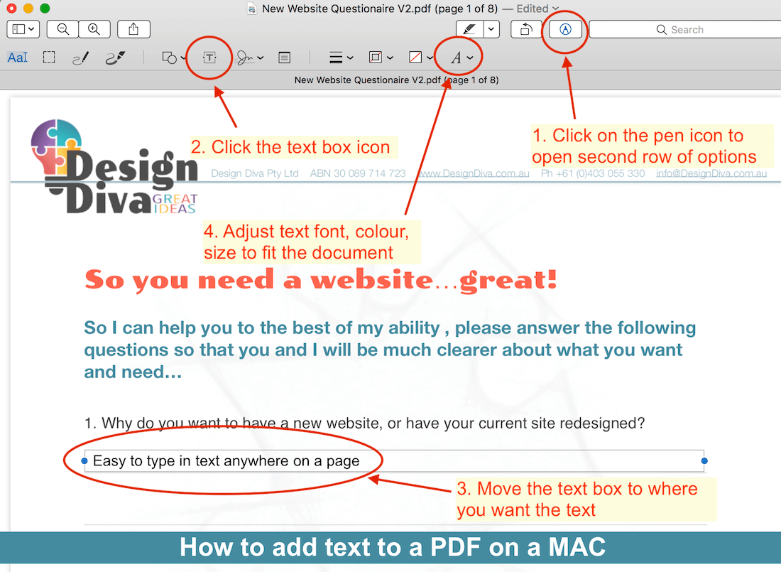 MAC - How to write on a PDF